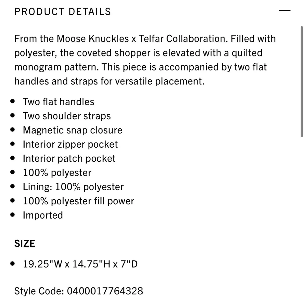 Moose Knuckles x Telfar Large Quilted Shopper - Picture 9 of 9